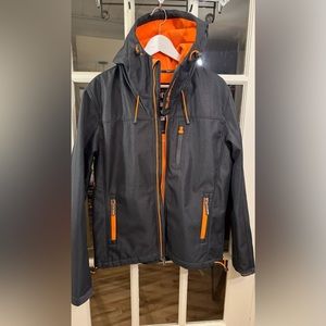 SuperDry - light winter coat - large slim - new - dark grey orange accents